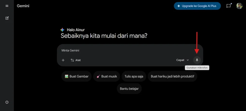 Tampilan Fitur Suara