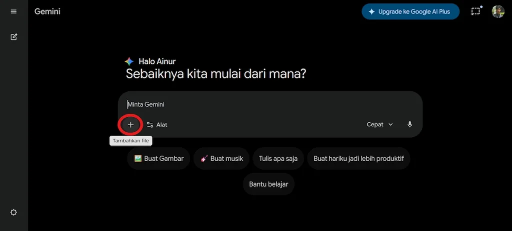 Tambahkan file di Gemini
