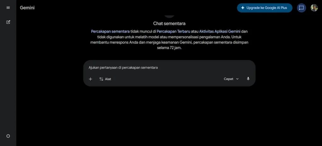 Tampilan Chat Sementara