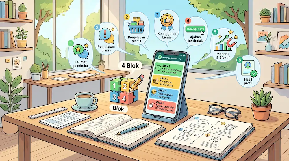 Rumus 4 Blok untuk Membuat Deskripsi WA Bisnis yang Menarik